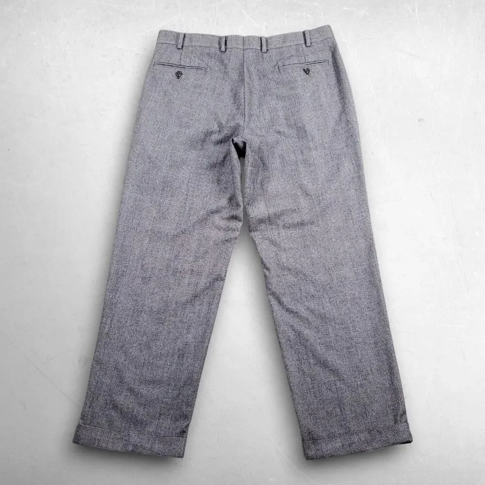 Lauren Ralph Lauren Wool Pleated Cuffed Dress Pants Men 36x30 Gray Glen Plaid